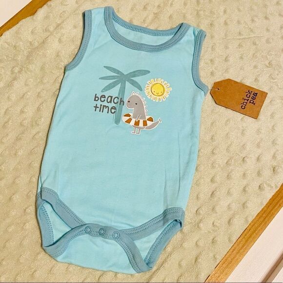 Chick Pea | Beach Time Dino Tank Onesie - Picture 2 of 11